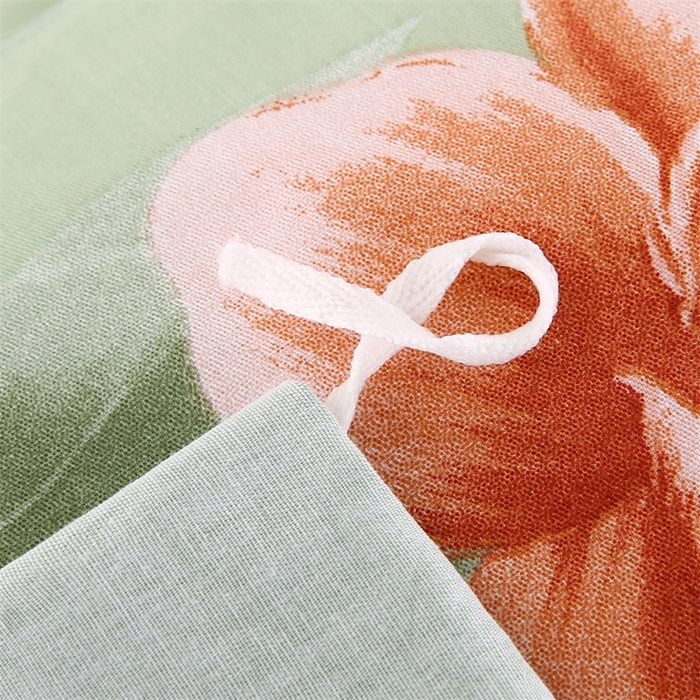 91家纺网 家纺一手货源 找家纺 梦舒羽2025新款全棉小清新印花加厚宿舍床单床裙款四件套 圣洁绿-全棉