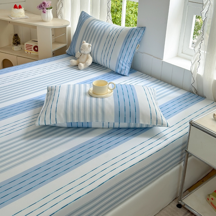 91家纺网 家纺一手货源 找家纺 莱登卡奴 新款A类100%全棉老粗布单品系列 蓝宁小调