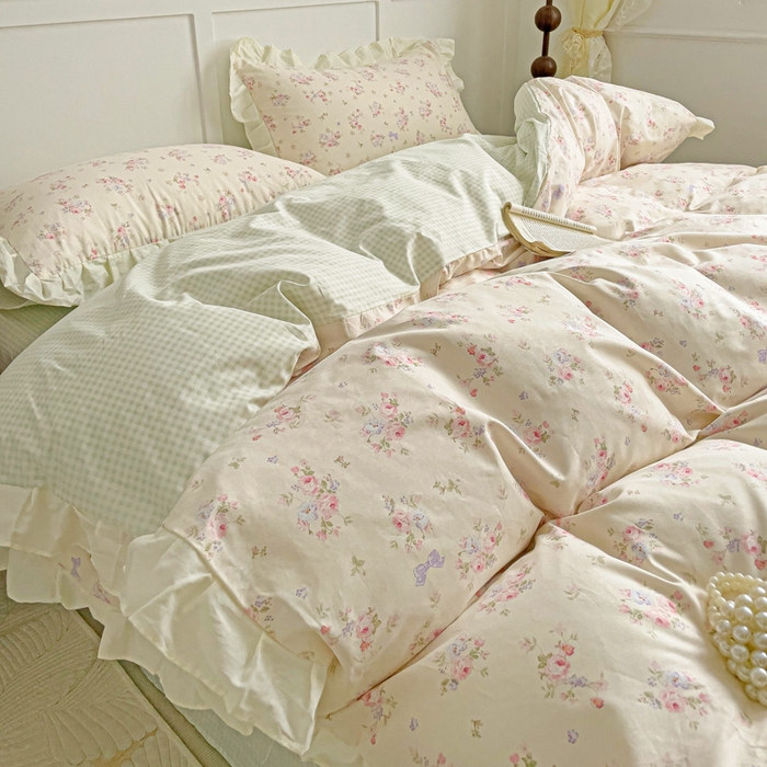 91家纺网 家纺一手货源 找家纺 澳梵家居 2025新款全棉印花韩版花间捕梦四件套 月亮茶会