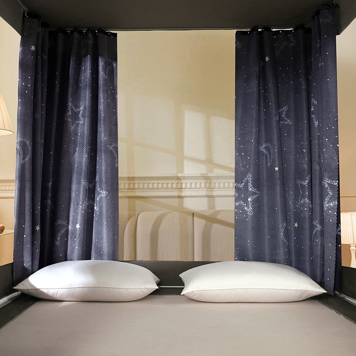 91家纺网 家纺一手货源 找家纺 显高蚊帐 2025新款U型坐床遮光防尘床帘式蚊帐 星月年华