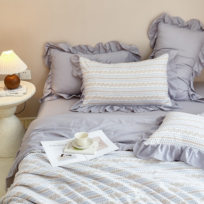 91家纺网 家纺一手货源 找家纺 梦莱斯2025新款针织棉夏被四件套 金色阳光