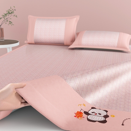 2025新款凉感抗菌冰丝席凉席 粉色