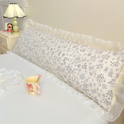 91家纺网 家纺一手货源 找家纺 （总）圣比熊 2025新款针织棉双层纱花边枕头套情侣双人枕套枕芯套枕头内胆套