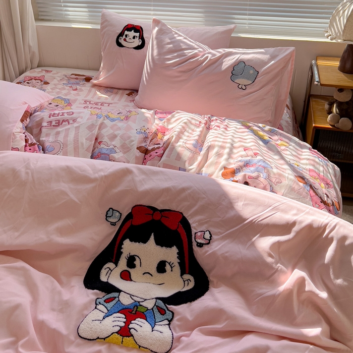 91家纺网 家纺一手货源 找家纺 （总）罗亿家纺 2025新款云朵棉可爱毛巾绣系列四件套