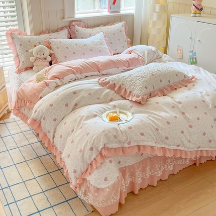 91家纺网 家纺一手货源 找家纺 （总）雅眠居 2025爆款针织棉双层纱印花床盖四件套