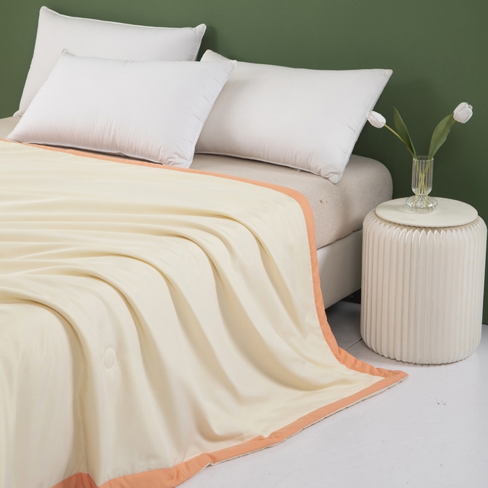 91家纺网 家纺一手货源 找家纺 帕芬鸟 2025新款亲肤磨毛夏被 米黄