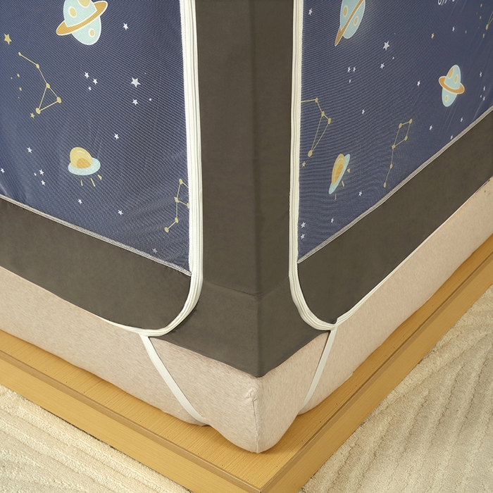 91家纺网 家纺一手货源 找家纺 显高蚊帐 2025新款U型坐床遮光防尘床帘式蚊帐 星梦奇缘