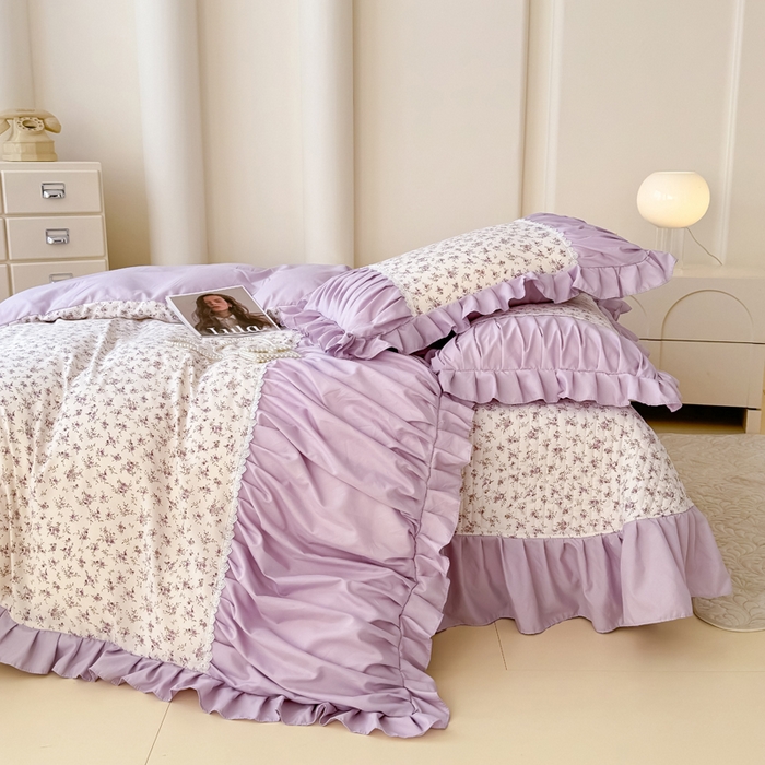 91家纺网 家纺一手货源 找家纺 （总）鹿辉家居2025新款双层纱韩版床盖四件套