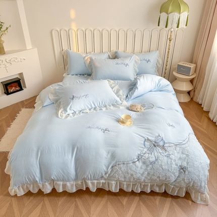 富米莱（原臻工厂） 2025新款浪漫满屋法式高端贴纱刺绣床盖四件套 浪漫满屋-兰