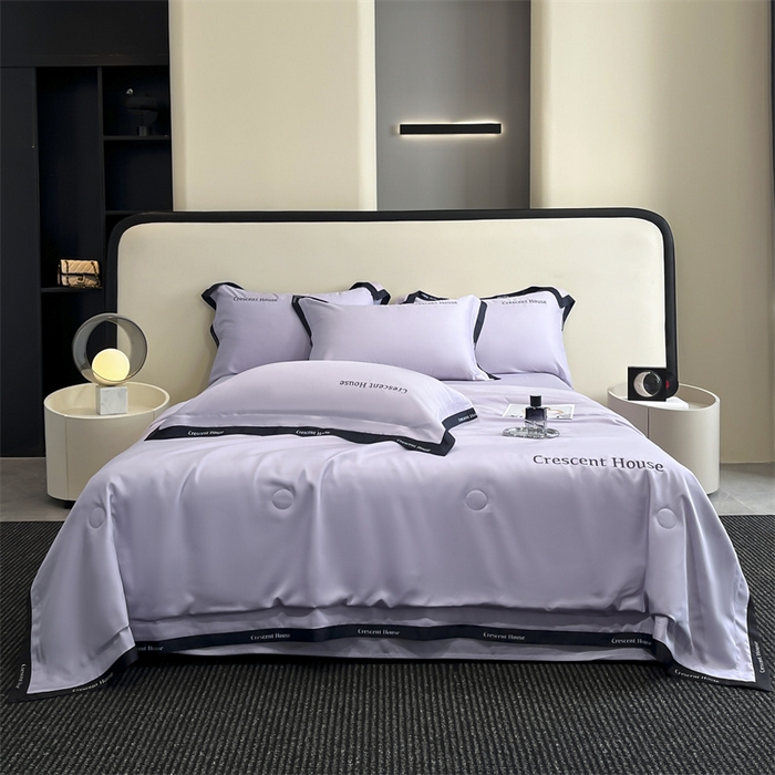 91家纺网 家纺一手货源 找家纺 笙意家纺 2025新款水洗冰丝夏被四件套-卡瑞娜系列 星黛紫