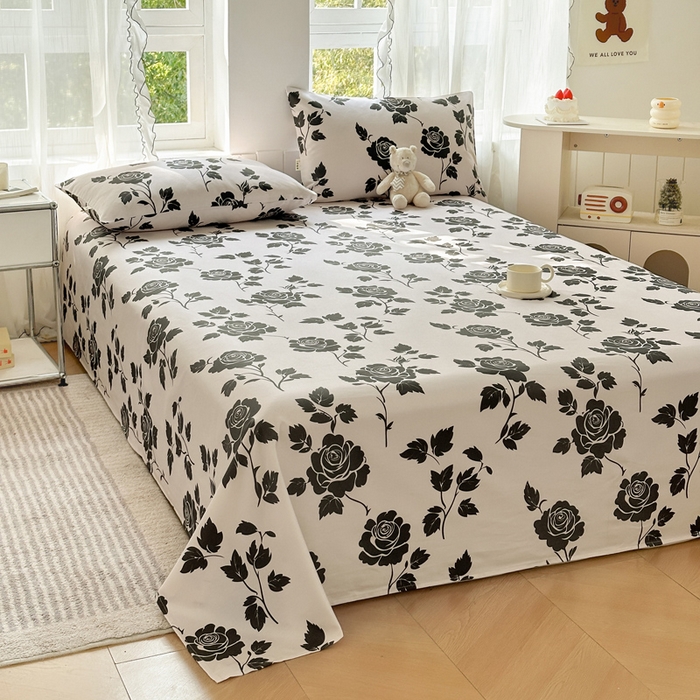 91家纺网 家纺一手货源 找家纺 莱登卡奴 新款A类100%全棉老粗布单品系列-床单 玫瑰情缘