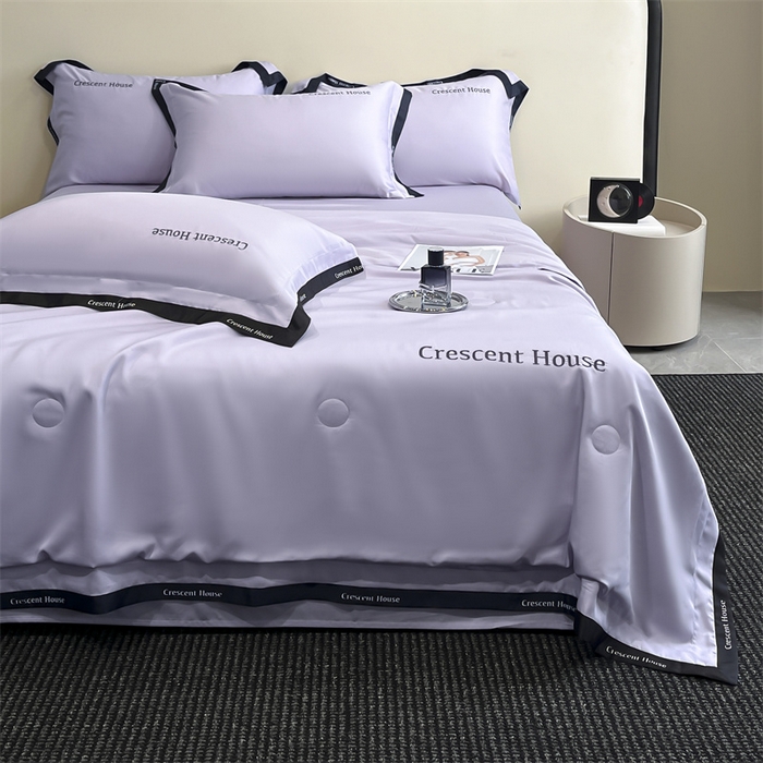 91家纺网 家纺一手货源 找家纺 笙意家纺 2025新款水洗冰丝夏被四件套-卡瑞娜系列 星黛紫