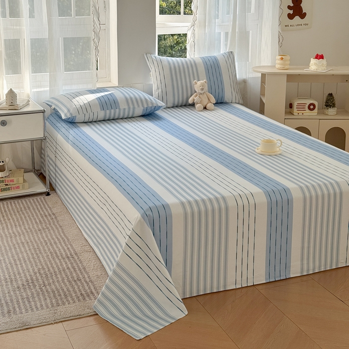 91家纺网 家纺一手货源 找家纺 莱登卡奴 新款A类100%全棉老粗布单品系列-床单 蓝宁小调