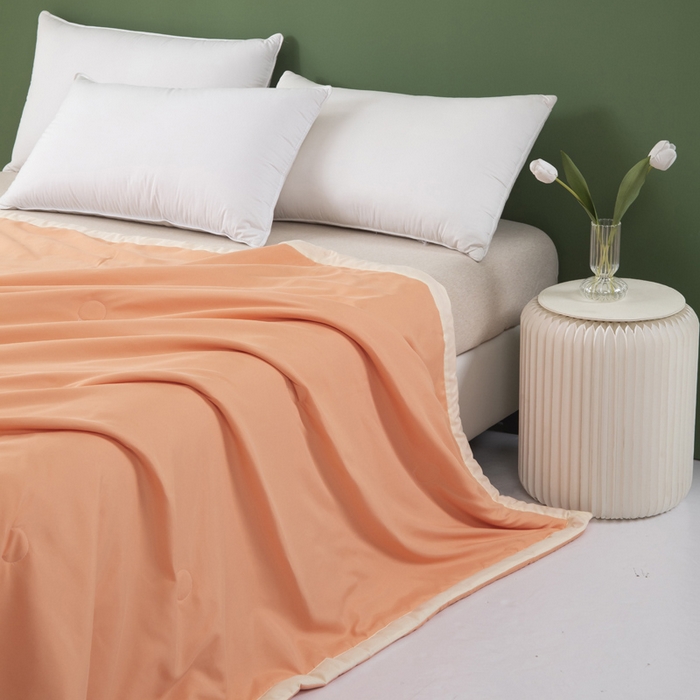 91家纺网 家纺一手货源 找家纺 帕芬鸟 2025新款亲肤磨毛夏被 橙色