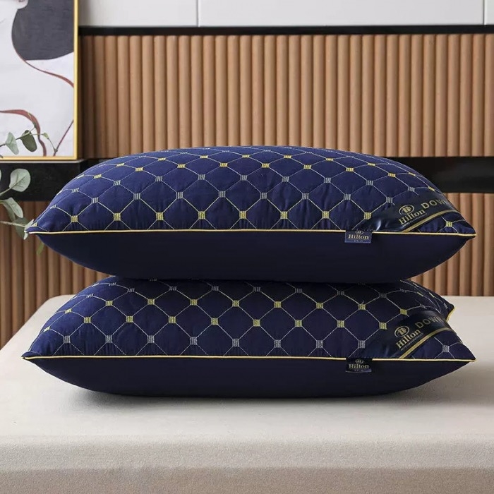 91家纺网 家纺一手货源 找家纺 拾光枕芯2025新款羽丝绒枕芯 深蓝色高枕700克