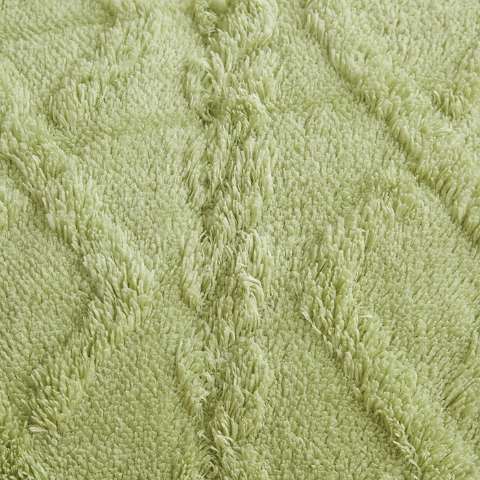 91家纺网 家纺一手货源 找家纺 澳梵家居 2025新款塔芙绒提花毛毯盖毯 草绿-灰