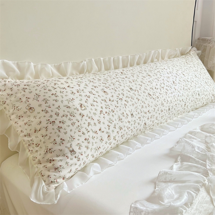 91家纺网 家纺一手货源 找家纺 梦舒羽2025新款针织棉双层纱花边枕头套情侣双人枕套枕芯套枕头内胆套 花边款-花仙子