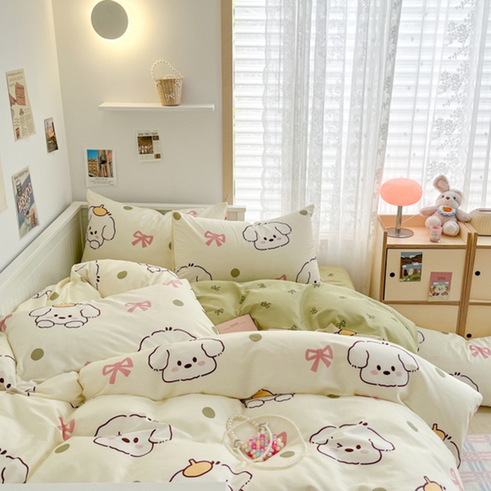 91家纺网 家纺一手货源 找家纺 寻米 2025新款13070全棉纯棉印花单被套 波点狗