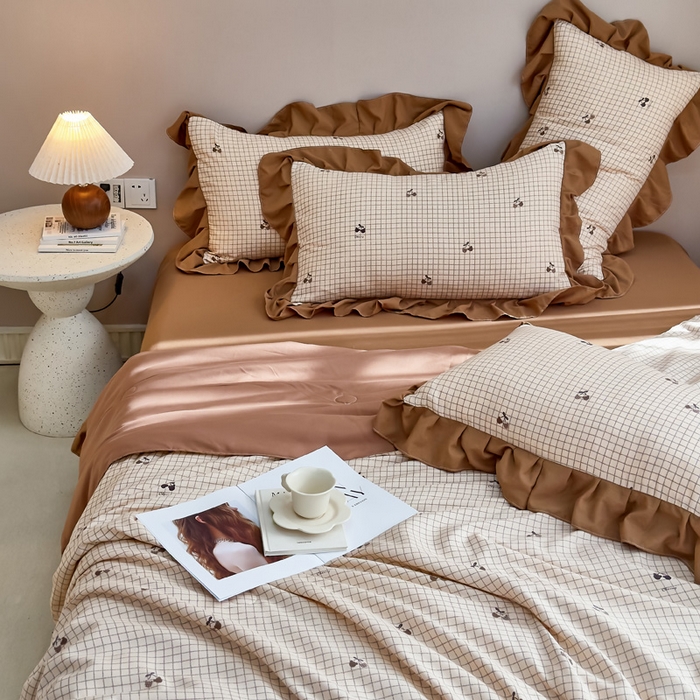 91家纺网 家纺一手货源 找家纺 梦莱斯2025新款针织棉夏被四件套 荔枝棋盘