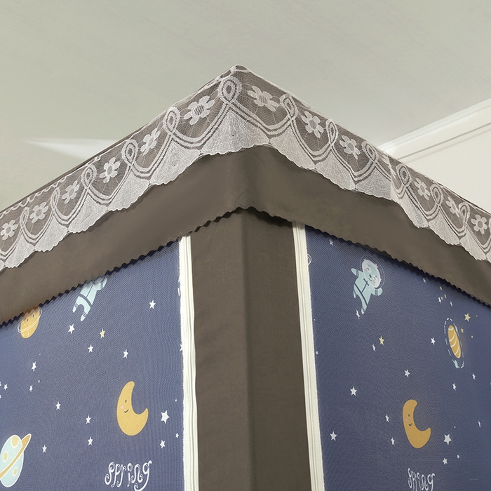 91家纺网 家纺一手货源 找家纺 显高蚊帐 2025新款U型坐床遮光防尘床帘式蚊帐 星梦奇缘