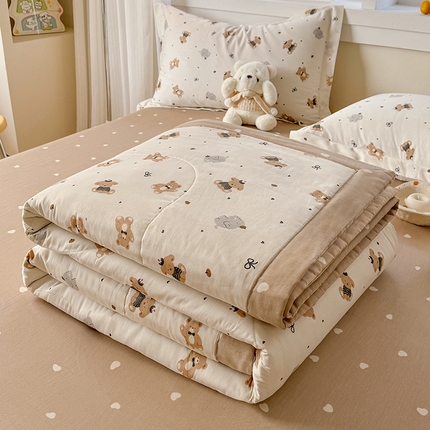 91家纺网 家纺一手货源 找家纺 （总）梦依依 2025新款小清新印花系列里外全棉棉花被夏被四件套