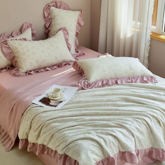 91家纺网 家纺一手货源 找家纺 梦莱斯2025新款针织棉夏被四件套 丛林中