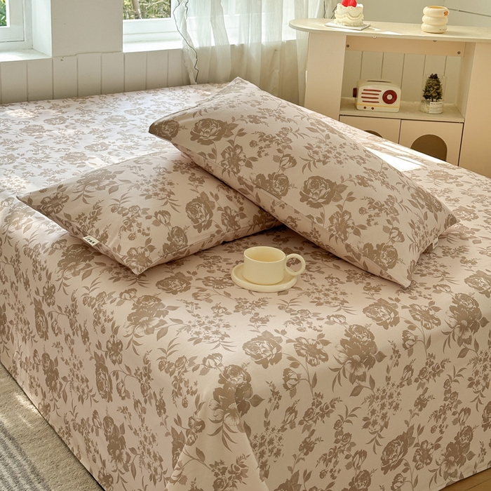 91家纺网 家纺一手货源 找家纺 莱登卡奴 新款A类100%全棉老粗布单品系列-床单 花间萌趣