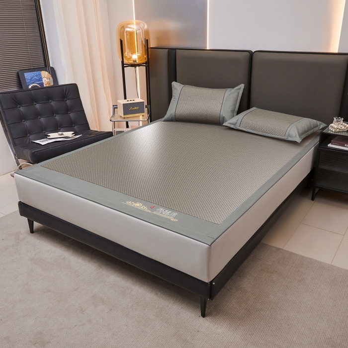 91家纺网 家纺一手货源 找家纺 尚品凤凰 2025新款PE雪藤席三件套 灰色