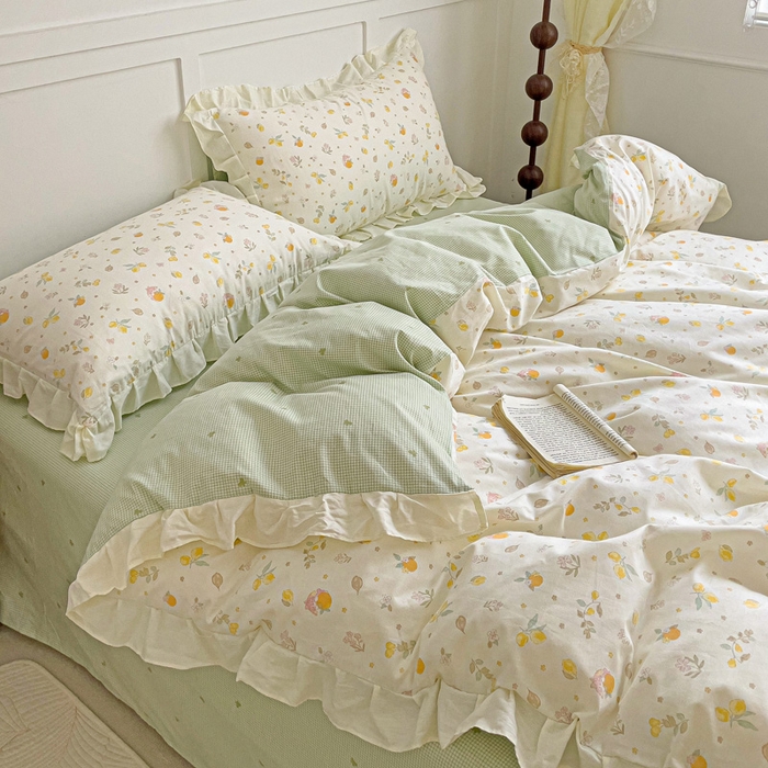 91家纺网 家纺一手货源 找家纺 澳梵家居 2025新款全棉印花韩版花间捕梦四件套 小春恋曲