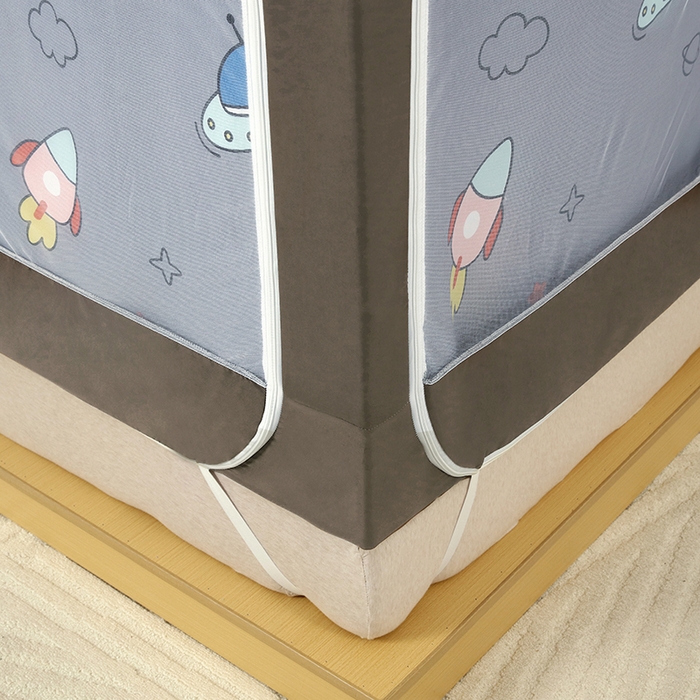 91家纺网 家纺一手货源 找家纺 显高蚊帐 2025新款U型坐床遮光防尘床帘式蚊帐 环球世界