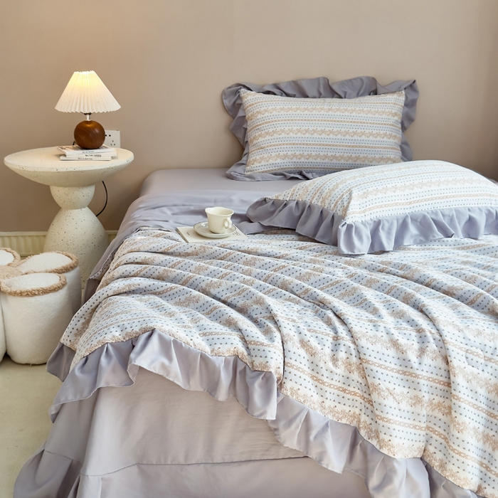 91家纺网 家纺一手货源 找家纺 梦莱斯2025新款针织棉夏被四件套 金色阳光