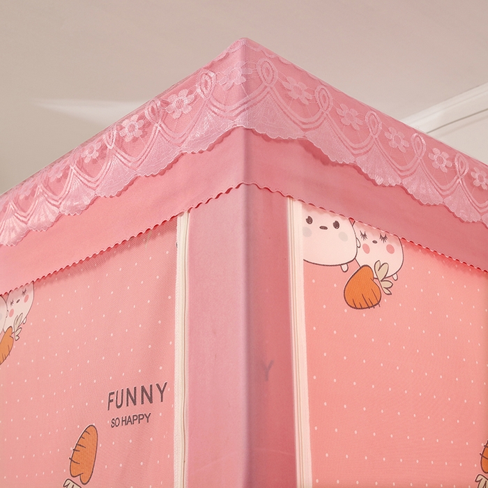 91家纺网 家纺一手货源 找家纺 显高蚊帐 2025新款U型坐床遮光防尘床帘式蚊帐 开心兔