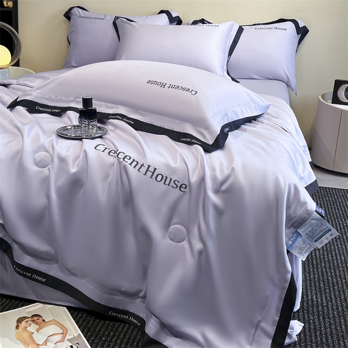 91家纺网 家纺一手货源 找家纺 笙意家纺 2025新款水洗冰丝夏被四件套-卡瑞娜系列 星黛紫