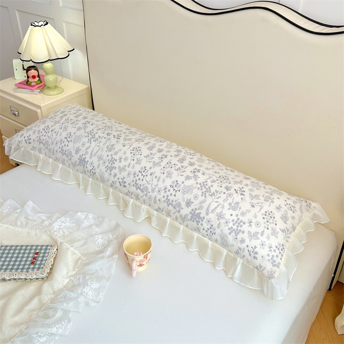 91家纺网 家纺一手货源 找家纺 梦舒羽2025新款针织棉双层纱花边枕头套情侣双人枕套枕芯套枕头内胆套 花边款-镜花水月