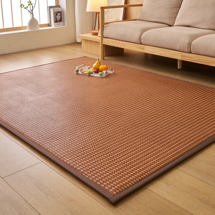 91家纺网 家纺一手货源 找家纺 艺博床垫 2025新款竹藤席地垫 玉米格-棕