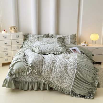 91家纺网 家纺一手货源 找家纺 （总）鹿辉家居2025新款双层纱韩版床盖四件套