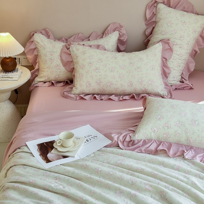 91家纺网 家纺一手货源 找家纺 梦莱斯2025新款针织棉夏被四件套 丛林中