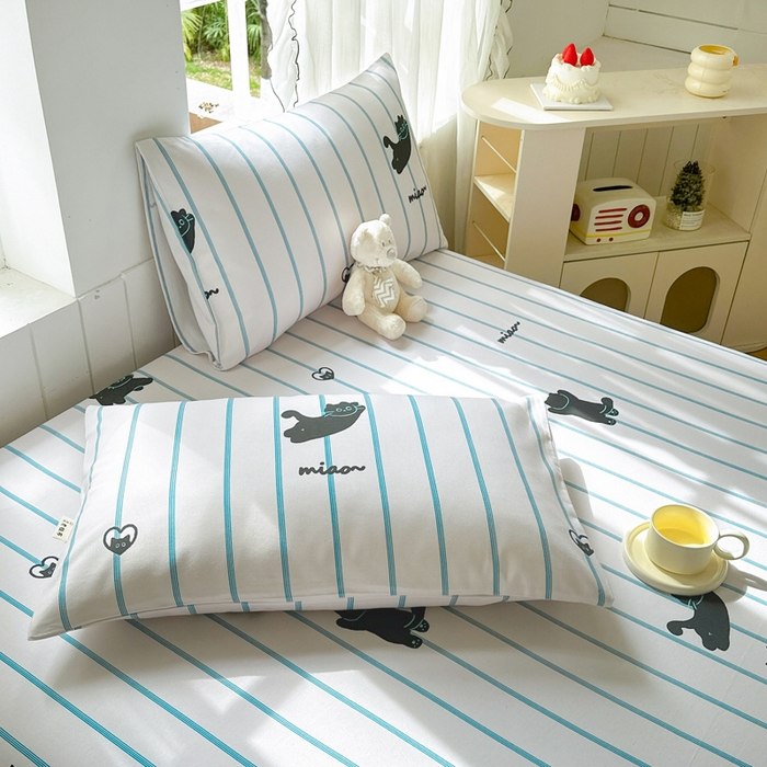 91家纺网 家纺一手货源 找家纺 莱登卡奴 新款A类100%全棉老粗布单品系列-床单 喵喵时光