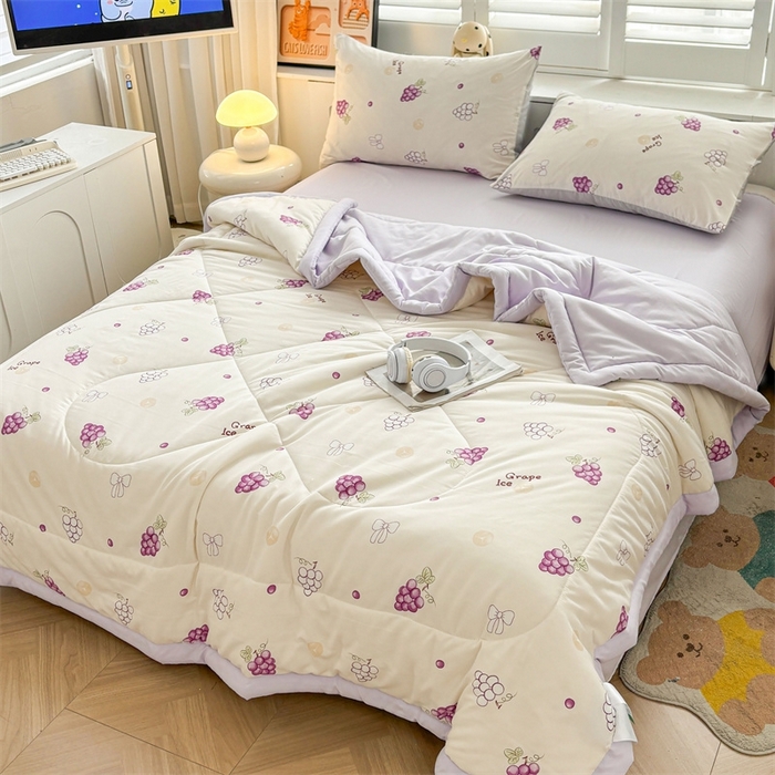 91家纺网 家纺一手货源 找家纺   壹张床  2025新款A类针织棉双层纱100%新疆棉花夏凉被《包检测》（提供买家秀） 紫葡萄