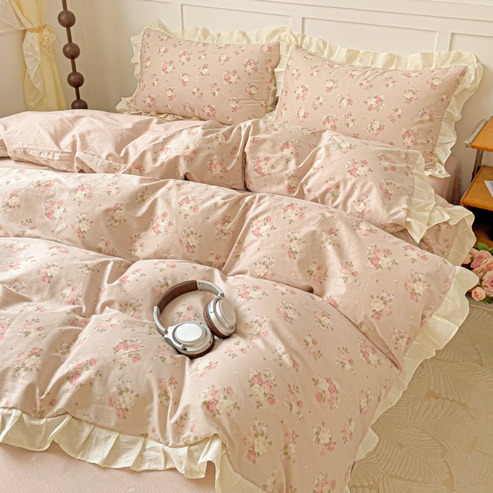 91家纺网 家纺一手货源 找家纺 澳梵家居 2025新款全棉印花韩版花间捕梦四件套 春澜