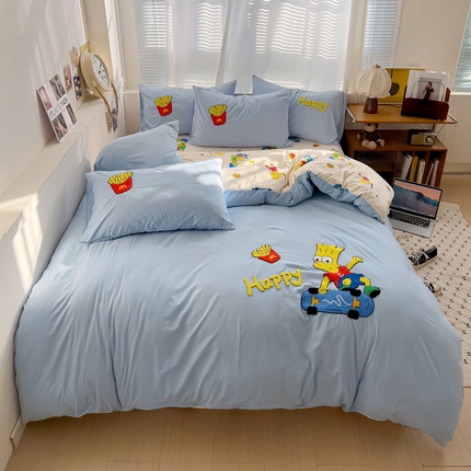 91家纺网 家纺一手货源 找家纺 （总）罗亿家纺 2025新款云朵棉可爱毛巾绣系列四件套