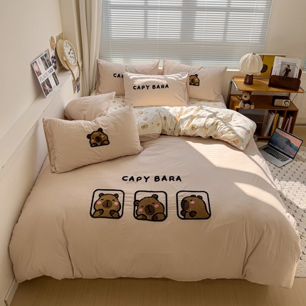 91家纺网 家纺一手货源 找家纺 （总）罗亿家纺 2025新款云朵棉可爱毛巾绣系列四件套