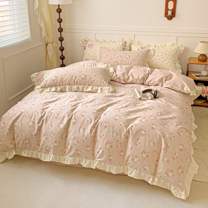 91家纺网 家纺一手货源 找家纺 澳梵家居 2025新款全棉印花韩版花间捕梦四件套 春澜