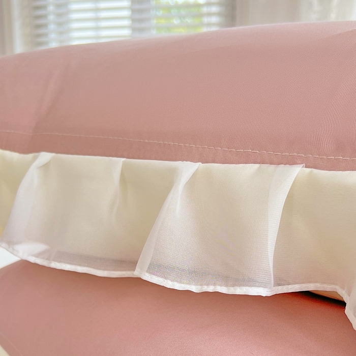 91家纺网 家纺一手货源 找家纺 梦舒羽  2025新款针织棉双层纱花边枕头套双人枕套枕芯套宿舍单人枕头内胆套 花边款-浅粉