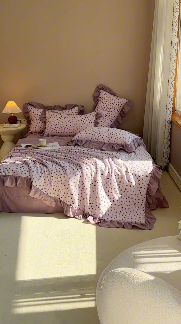 91家纺网 家纺一手货源 找家纺 梦莱斯2025新款针织棉夏被四件套 粉点豹纹