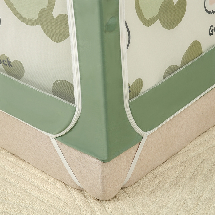 91家纺网 家纺一手货源 找家纺 显高蚊帐 2025新款U型坐床遮光防尘床帘式蚊帐 苹果兔