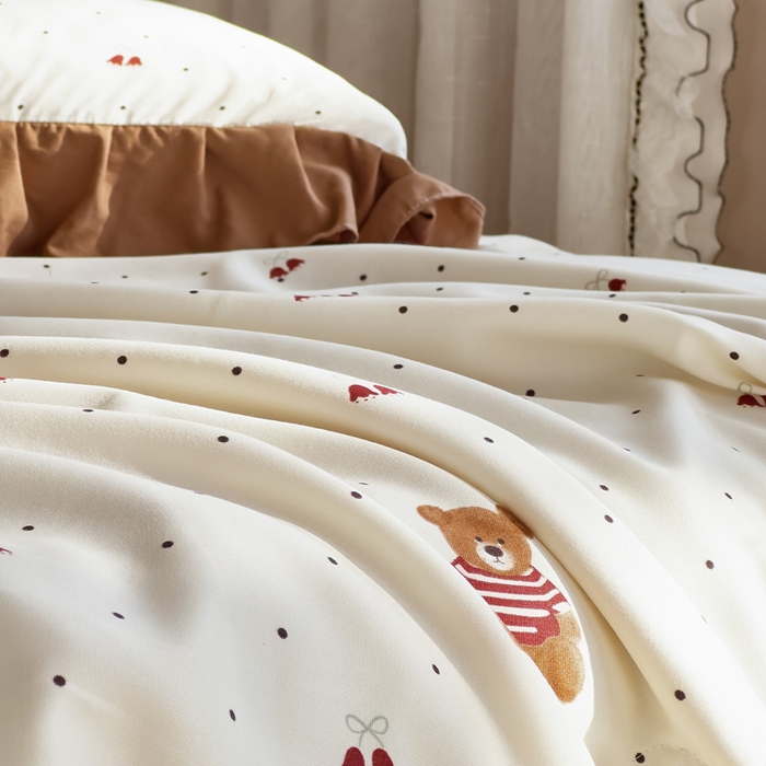 91家纺网 家纺一手货源 找家纺 梦莱斯2025新款针织棉夏被四件套 北极熊