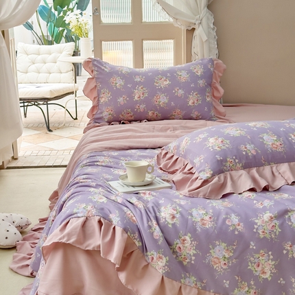 91家纺网 家纺一手货源 找家纺 梦莱斯2025新款针织棉夏被四件套 富贵花