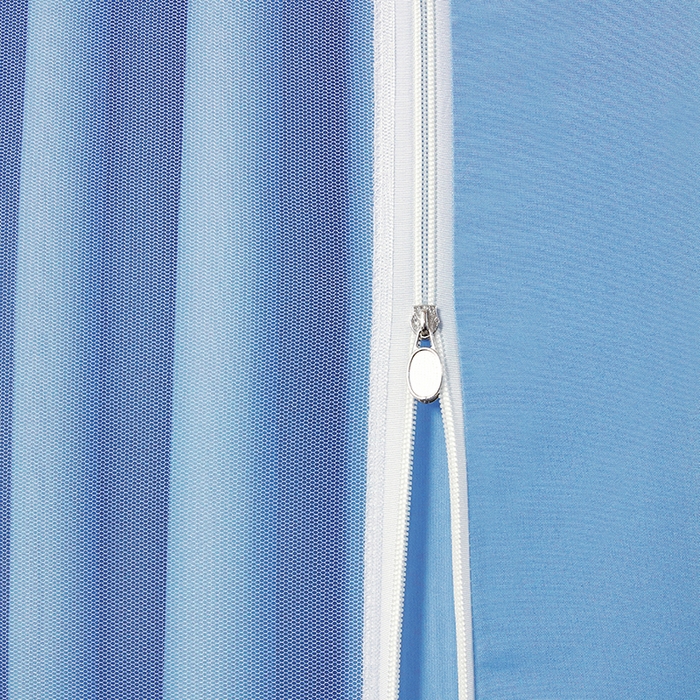 91家纺网 家纺一手货源 找家纺 显高蚊帐 2025新款U型坐床遮光防尘床帘式蚊帐 时尚蓝