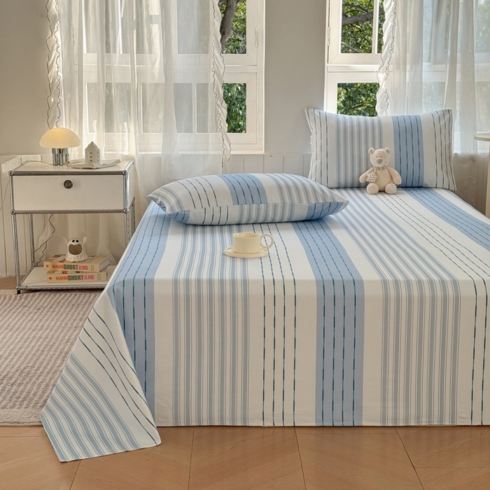 91家纺网 家纺一手货源 找家纺 莱登卡奴 新款A类100%全棉老粗布单品系列-床单 蓝宁小调